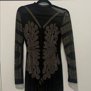 Elegant Black and Gold Embellished Dress